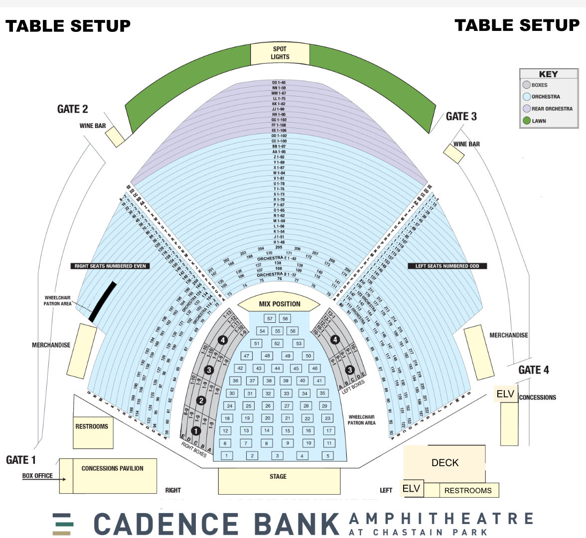 Seating Chart Cadence Bank Amphitheatre Atlanta Georgia